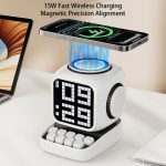 3-in-1 10W High Quality Wireless Music Stereo Speaker with 15W Wireless Charger and Alarm Clock