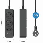 European Style 5Ft Wiring Board with USB and Type-C Power Socket EU Style with Wire Strip