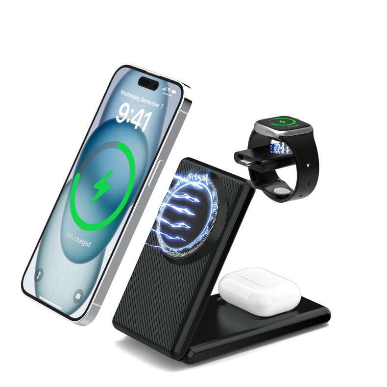 15W Magnetic Foldable Wireless Charger Stand Fast Charging for Smart Watch Earphone 15W Magnetic Foldable Wireless Charger Stand Fast Charging for Smart Watch Earphone