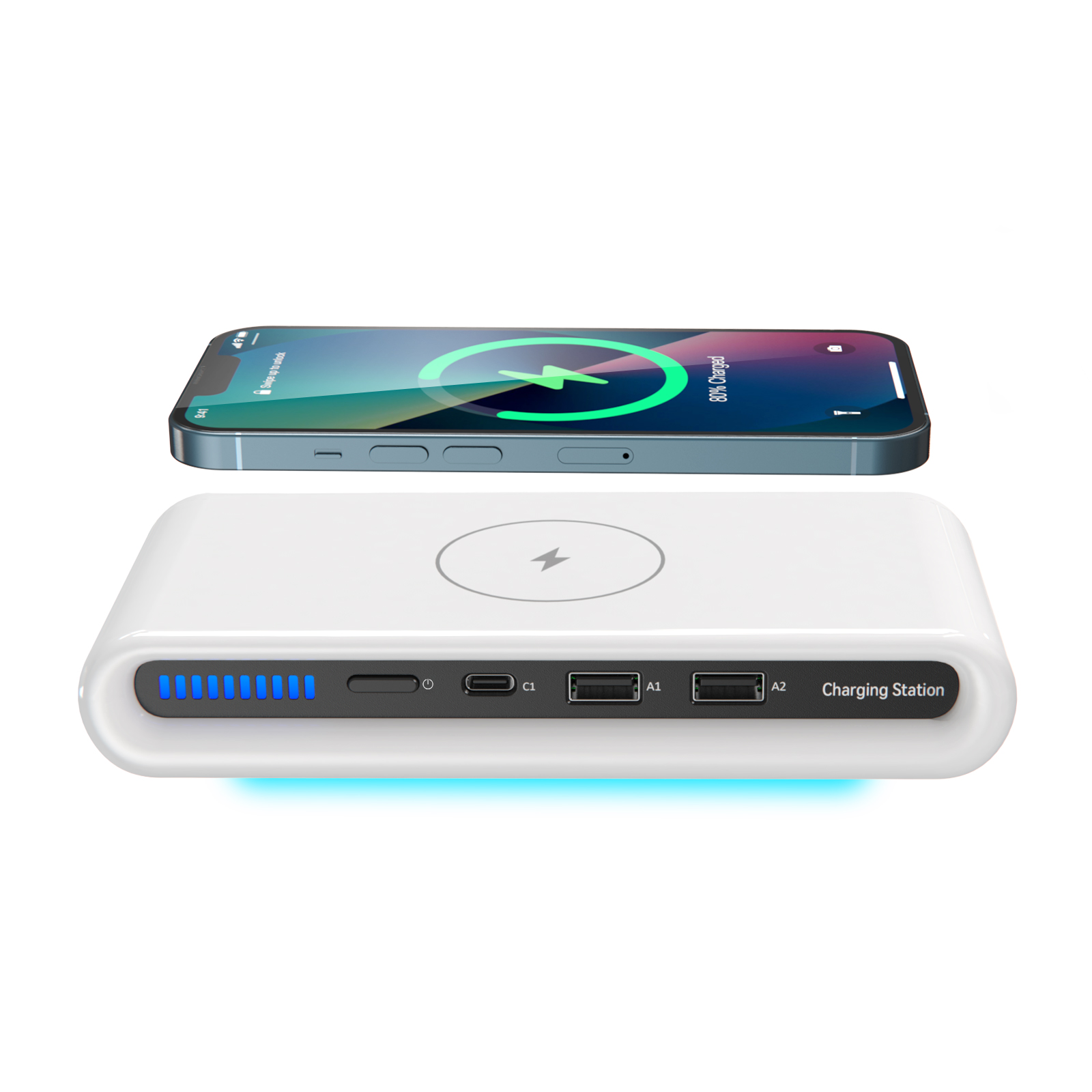 ND-N67  USB multi-port 15W wireless charger+3USB interface+ambient lighting